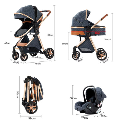 Baby Stroller 3-in-1 | Lightweight, Foldable & Luxury Travel Pram with 6 FREE Gifts