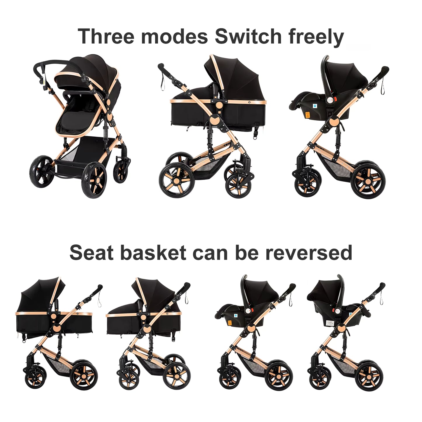 Baby Stroller 3-in-1 | Lightweight, Foldable & Luxury Travel Pram with 6 FREE Gifts