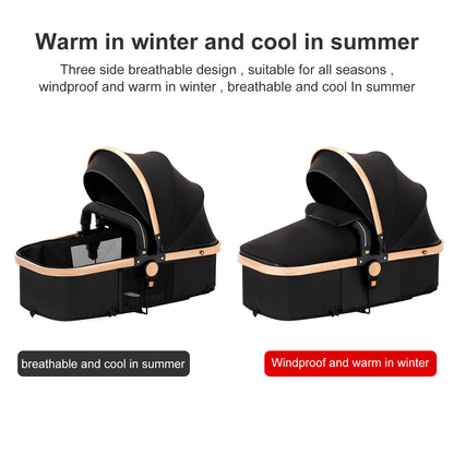 Baby Stroller 3-in-1 | Lightweight, Foldable & Luxury Travel Pram with 6 FREE Gifts