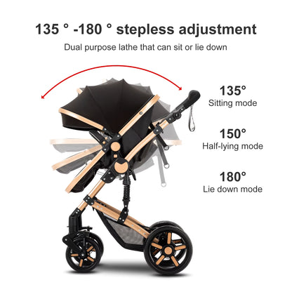 Baby Stroller 3-in-1 | Lightweight, Foldable & Luxury Travel Pram with 6 FREE Gifts