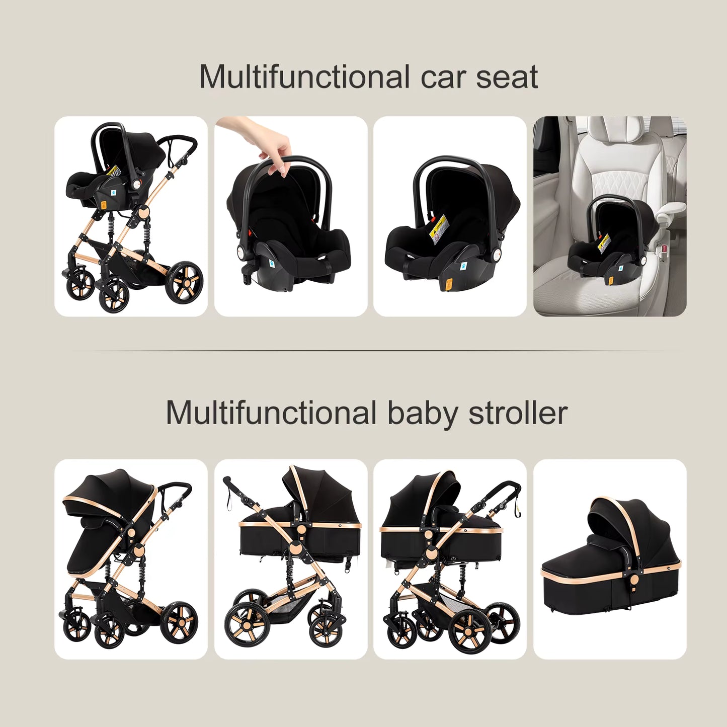 Baby Stroller 3-in-1 | Lightweight, Foldable & Luxury Travel Pram with 6 FREE Gifts