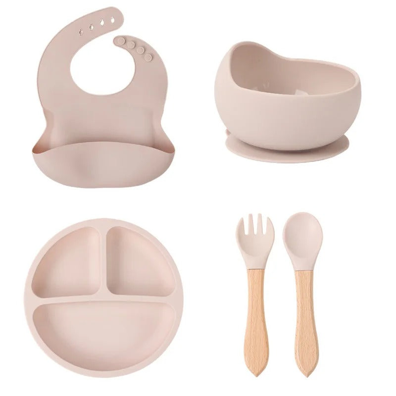 5Pc BPA-Free Silicone Baby Feeding Set