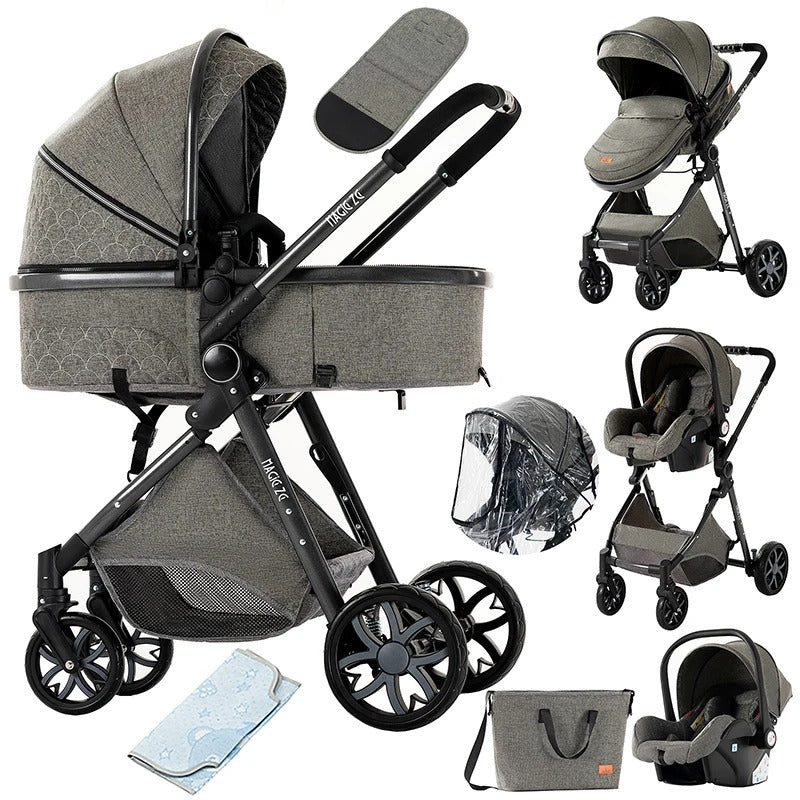 Baby Stroller 3-in-1 | Lightweight, Foldable & Luxury Travel Pram with 6 FREE Gifts