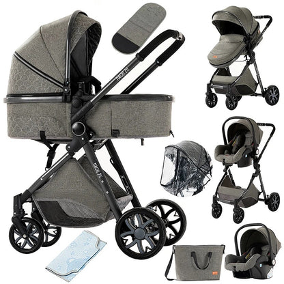 Baby Stroller 3-in-1 | Lightweight, Foldable & Luxury Travel Pram with 6 FREE Gifts
