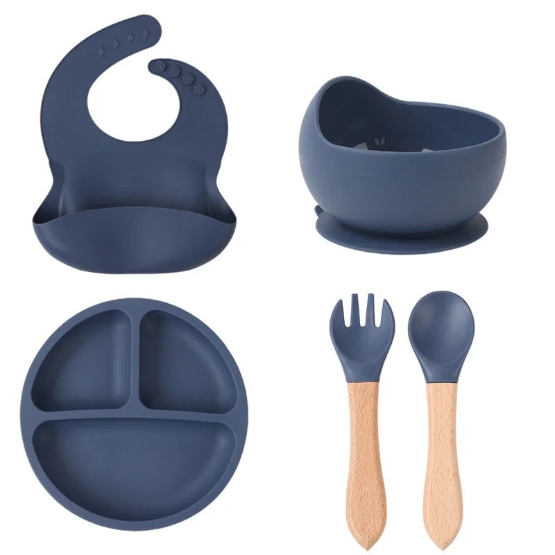 5Pc BPA-Free Silicone Baby Feeding Set