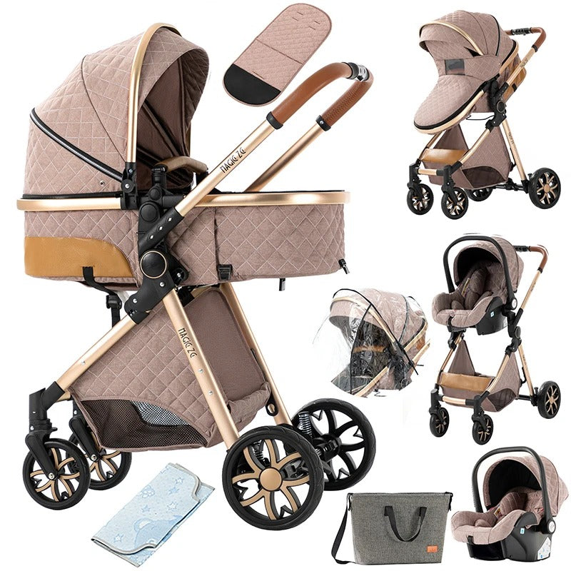 Baby Stroller 3-in-1 | Lightweight, Foldable & Luxury Travel Pram with 6 FREE Gifts