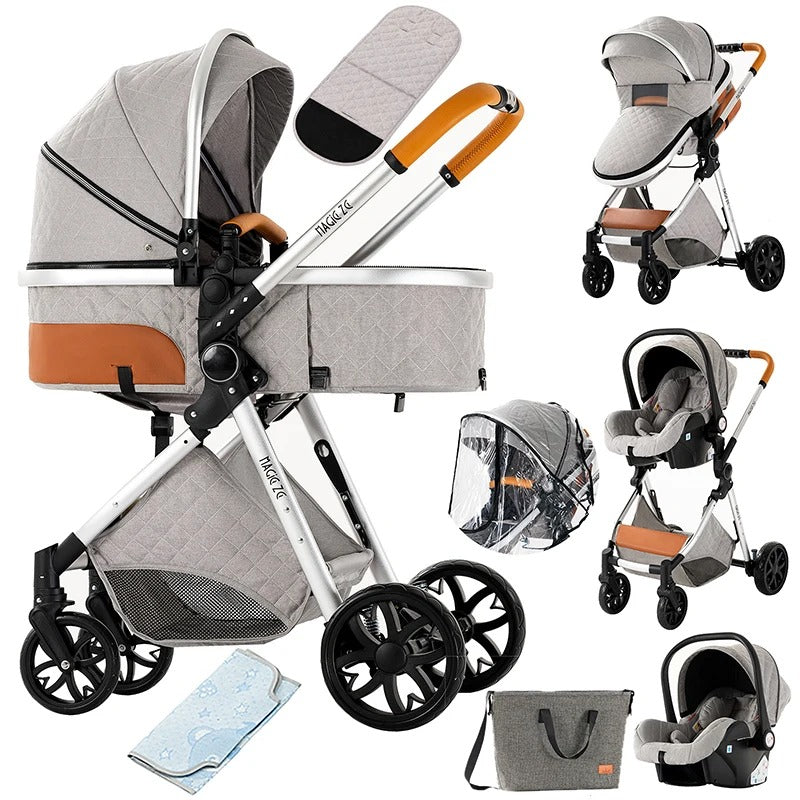 Baby Stroller 3-in-1 | Lightweight, Foldable & Luxury Travel Pram with 6 FREE Gifts