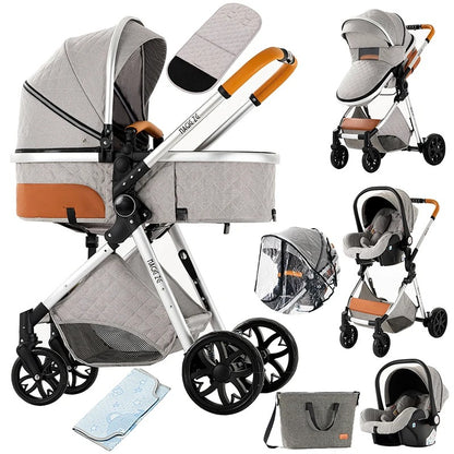 Baby Stroller 3-in-1 | Lightweight, Foldable & Luxury Travel Pram with 6 FREE Gifts