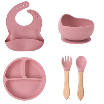 5Pc BPA-Free Silicone Baby Feeding Set