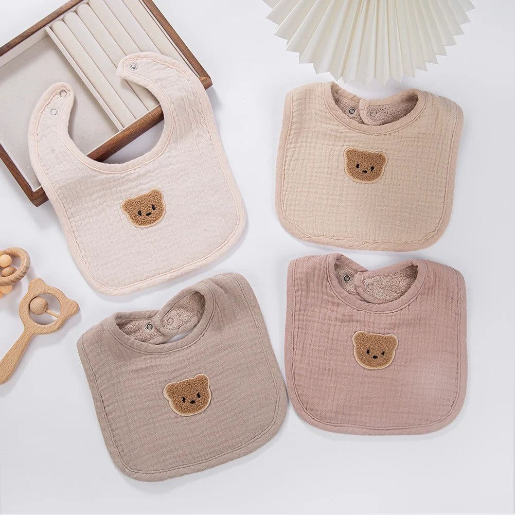 Cute Bear Muslin Baby Bib