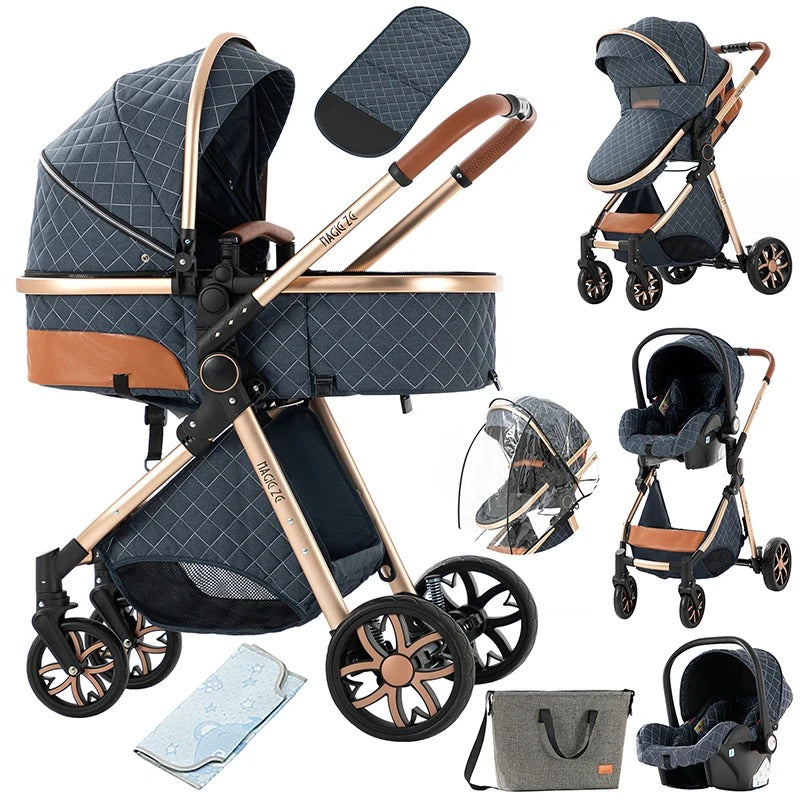 Baby Stroller 3-in-1 | Lightweight, Foldable & Luxury Travel Pram with 6 FREE Gifts