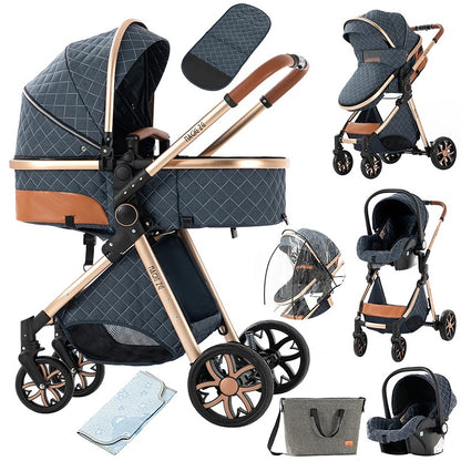 Baby Stroller 3-in-1 | Lightweight, Foldable & Luxury Travel Pram with 6 FREE Gifts
