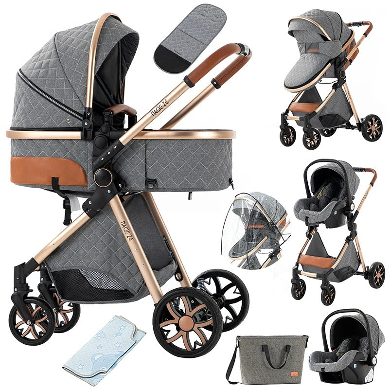 Baby Stroller 3-in-1 | Lightweight, Foldable & Luxury Travel Pram with 6 FREE Gifts