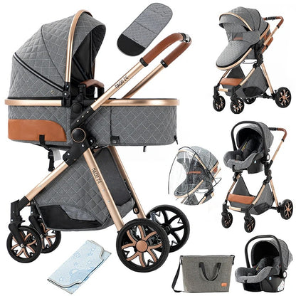 Baby Stroller 3-in-1 | Lightweight, Foldable & Luxury Travel Pram with 6 FREE Gifts