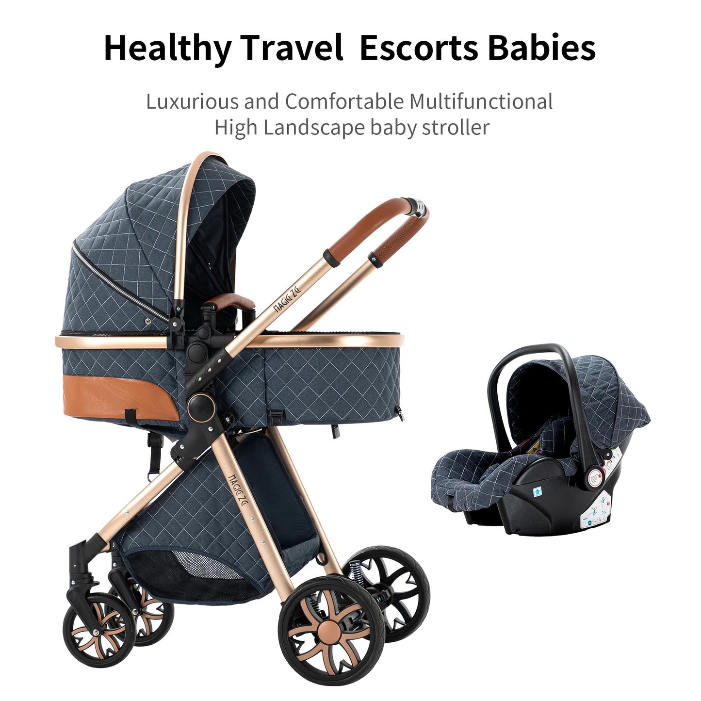 Baby Stroller 3-in-1 | Lightweight, Foldable & Luxury Travel Pram with 6 FREE Gifts
