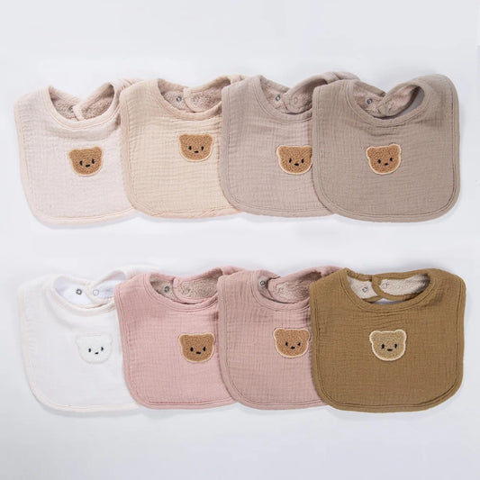 Cute Bear Muslin Baby Bib
