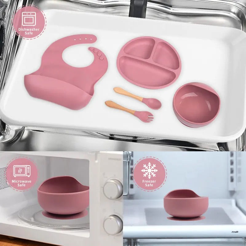 5Pc BPA-Free Silicone Baby Feeding Set