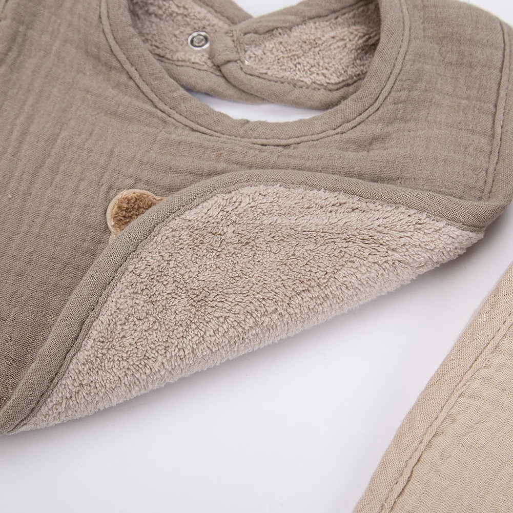 Cute Bear Muslin Baby Bib