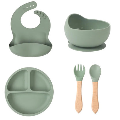 5Pc BPA-Free Silicone Baby Feeding Set